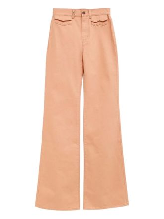 Chlo&eacute; flared trousers - women - Calf Leather/Cotton - 40 - Neutrals