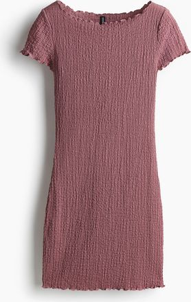 H&M Crinkle-Kleid mit Overlockdetails - Altrosa