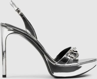 Gucci Womens Donna Platform Sandal, Silver, Leather