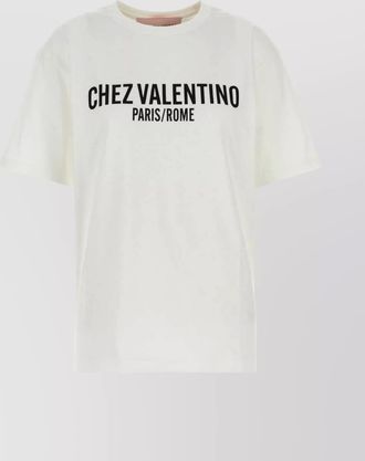 Valentino Garavani cotton logo print ribbed crew neck short sleeve t-shirt