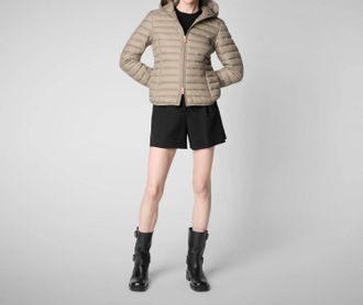 Save The Duck Daisy Hooded Puffer Jacket In Elephant Grey