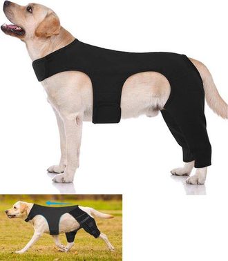 OEM Rodillera Doble Para Perros, Protectores Ajustables Para Las Patas Traseras, Para Evitar Lamidos Y Mordiscos, Color Negro, Talla M