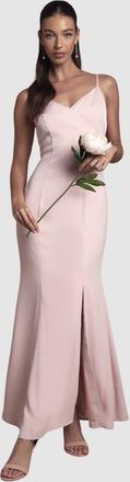 Coast Strappy V-Neck Satin Maxi Dress in Blush at Nordstrom, Size 12
