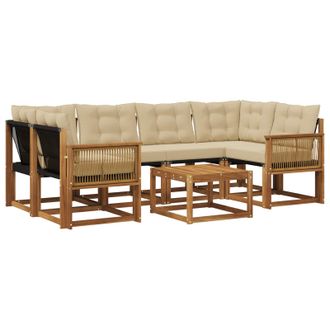 vidaXL Conjunto De Sof&aacute;s De Exterior Con Coj&iacute;n 7 Pcs Natural Y Beige Vidaxl