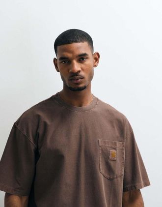 Carhartt Work in Progress T-shirt marrone con tasca morbida