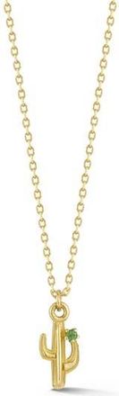 Ember Fine Jewelry Peridot Dot Cactus Pendant Necklace in Gold at Nordstrom Rack, Size 17