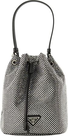 Prada Strass Duet Tas met Zilveren Accenten - Dames - Schoudertassen - Grijs - ONE Size - Leer - Tassen