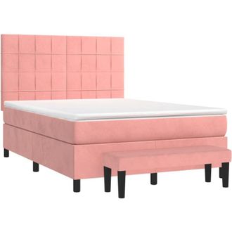 vidaXL Vidaxl - Cama Box Spring Con Colch&oacute;n Terciopelo Rosa 140x190 Cm