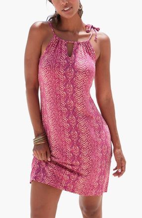 Lascana Womens Strap Detail Keyhole Dress in Pink Multi at Nordstrom, Size 10
