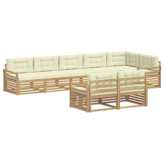 vidaXL Conjunto De Sof&aacute;s De Exterior 8 Uds. Blanco Y Crema Poli&eacute;ster Vidaxl
