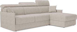 Divani.Store Miryam Sof&aacute; Cama Esquinero Con Reposacabezas Reclinables En Tejido Antimanchas T31 232 Cm Derecho Crema