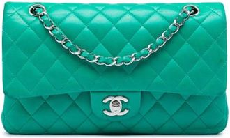 Chanel Pre-owned Double Flap Schoudertas - Dames - Vintage Schoudertas - Groen - ONE Size - Leer - Vintage