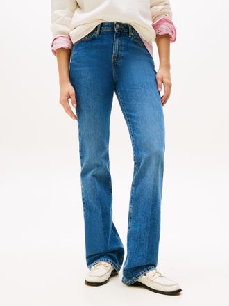 Tommy Hilfiger Bootcut-Jeans TOMMY HILFIGER DNM FLO BOOTCUT RW, Damen, Gr. 27, L&auml;nge 30, flo, Denim/Jeans, Obermaterial: 99% Baumwolle, 1% Elasthan, unifarben, bootc