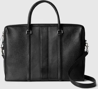 Gucci Web Trademark Medium Briefcase, Black, Leather