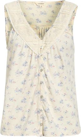 Lucky Brand Lace Trim Sleeveless Cotton Blend Top in Cream Floral at Nordstrom, Size Xx-Large