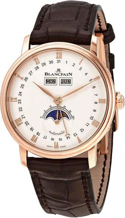 Blancpain Villeret Silver Dial 18kt Rose Gold Brown Leather Mens Watch 6263-3642-55B
