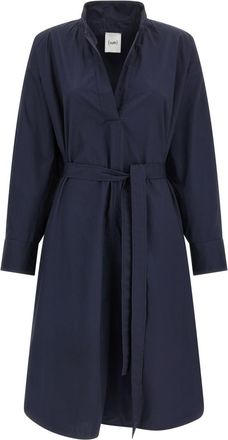 Nude Blue Shirt Collar Midi Dress