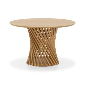 Woodek Mesa de comedor redonda de roble macizo &oslash;120, acabado mate