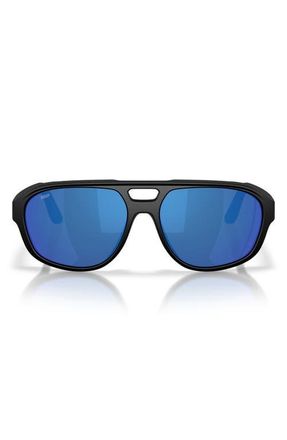 Costa Street Heat 55mm Polarized Mirrored Rectangular Sunglasses in Matte Black /Blue Mirror at Nordstrom