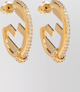 Fendi small hoop earrings crystal accents