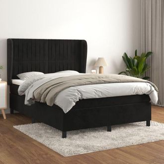 vidaXL Cama Box Spring Con Colch&oacute;n Terciopelo Negro 140x200 Cm Vidaxl