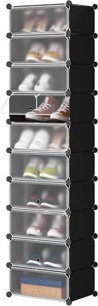 Woltu Woltu Zapatero Modular Estanter&iacute;a Por M&oacute;dulos Diy Zapatero Con 10 Estantes Almacenamiento Para Habitaci&oacute;n Sal&oacute;n Ba&ntilde;o 47x35x170cm Negro