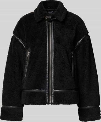 Only Regular Fit Teddyjacken mit Leder-Details Modell MICHELLE in Black, Größe XL