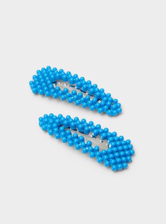 Simons Womens Embossed bead barrettes Set of 2