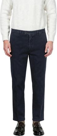 Mason's Garden Chino Broek in Stretch Bull Stof - Heren - Straight fit broeken - Blauw - L - Katoen - Broeken