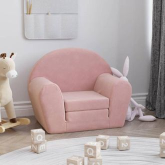 vidaXL Vidaxl - Divano Letto per Bambini Rosa in Morbido Peluche