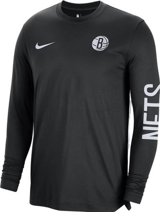 Nike x NBA Dri-FIT Brooklyn Nets Long Sleeve Pre-Game T-Shirt Black FB3465-010