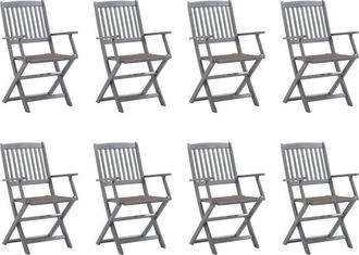 vidaXL Vidaxl - Sillas De Jard&iacute;n Plegables 8 Uds Y Cojines Madera Maciza Acacia