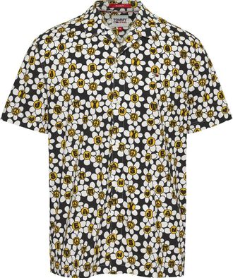 Tommy Jeans Zwarte Shirt met Stijl Camicia - Heren - Korte mouwen Overhemden - Veelkleurig - XL - Katoen - Overhemden