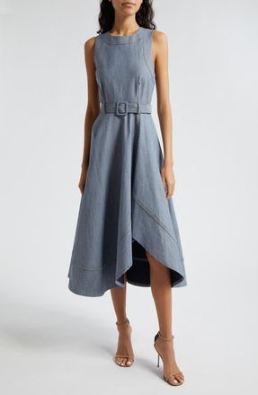 Cinq &agrave; Sept Zelda High-Low Sleeveless Denim Dress in Light Indigo at Nordstrom, Size 0