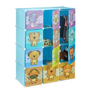 Relaxdays Relaxdays - Estanter&iacute;a Infantil Modular Con Animales, Azul, 145 X 110,5 X 46.5 Cm