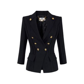 Elisabetta Franchi Jacket In Double Layer Stretch Cr&ecirc;pe With Raw-edge Trims