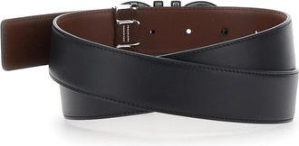 Ferragamo Mens Belt Reversible Leather Black-Brown Calf