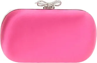Self Portrait Bright Pink Satin Bow Clutch