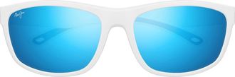 Maui Jim Blue Hawaii Nuu Landing 62mm Polarized Oversize Rectangular Sunglasses in White at Nordstrom