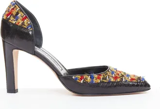 Manolo Blahnik Kurung Dorsay tweed court pumps