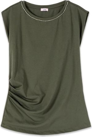 Oltre T-Shirts - Dames - Tops zonder mouwen - Groen - 2XL - Katoen - Tops