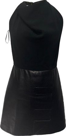 Roland Mouret Halterneck Mini Dress in Viscose and Leather
