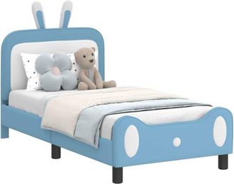 vidaXL Cama Para Ni&ntilde;os Con Cabecero Con Cabecera Azul 80 X 160 Cm Pu Vidaxl