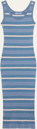 Prada Striped Cotton Rib Midi Tank Dress