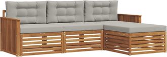 vidaXL Conjunto De Sof&aacute;s De Exterior 4 Uds. Gris Natural Y Claro Vidaxl