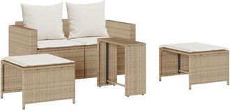 vidaXL Set De Muebles De Jard&iacute;n Con Cojines Apilables 5 Pzas Beige Vidaxl