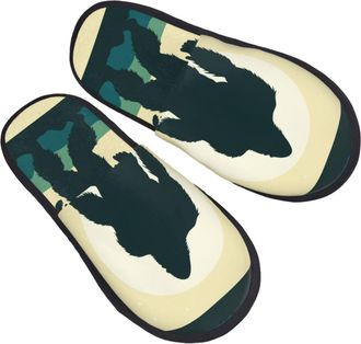 Generic Warm Cotton Slipper Bigfoot Silhouette2 Mens Slipper Fluffy Womens Slippers for Winter Family Travel M