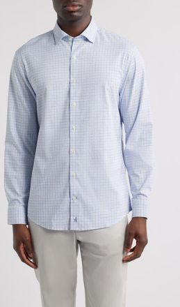 Johnnie-O Briney Tattersall Check Everyday Performance Button-Up Shirt in Thistle at Nordstrom, Size Xx-Large