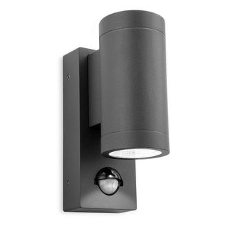 Netlighting Shelby LED 2 Light Outdoor Up Down Wall PIR Graphite IP65 in Black