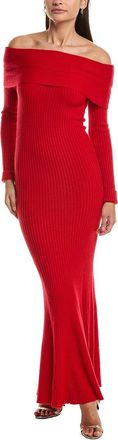 Fate Fate Off-The-Shoulder Wool-Blend Maxi Sweaterdress